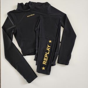 Replay Black and Gold Activewear Set Size XS
